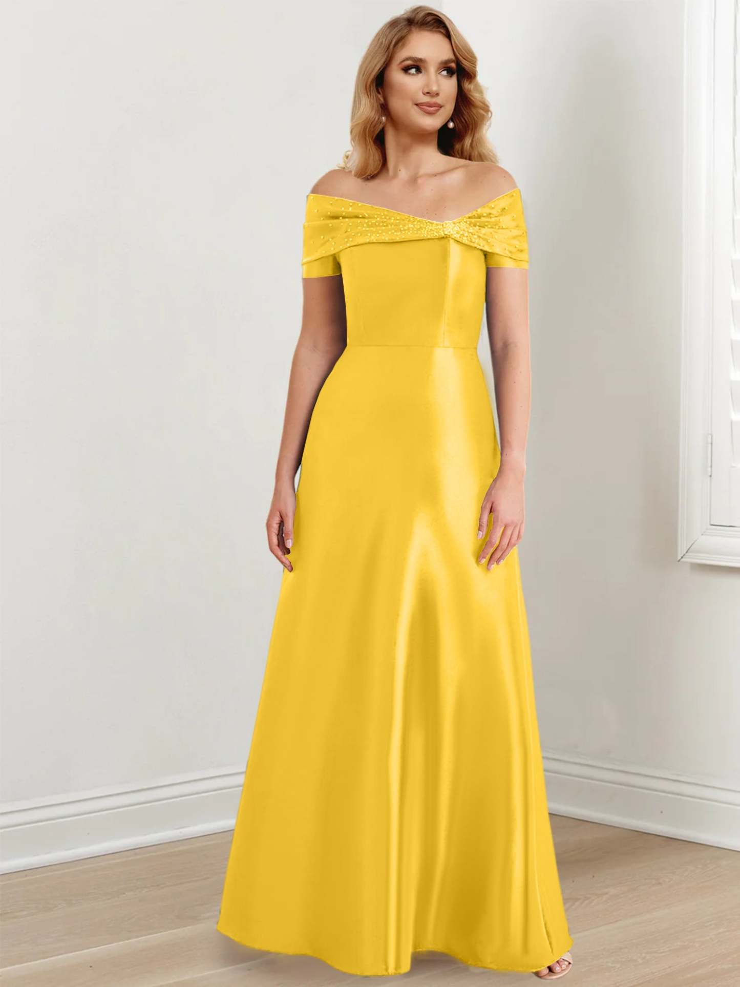Floor-Length Off-the-Shoulder Mother of the Bride A-Line/Princess Dresses-27prom