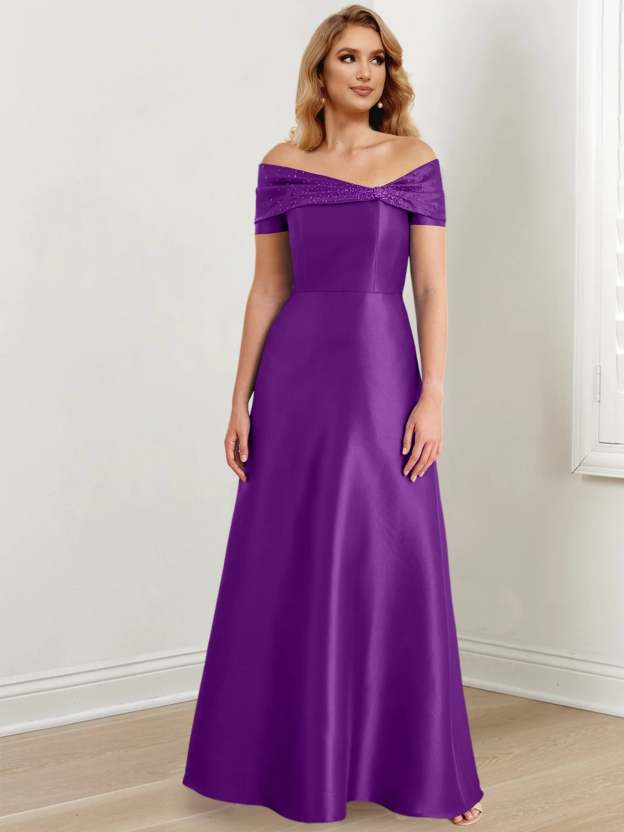 Floor-Length Off-the-Shoulder Mother of the Bride A-Line/Princess Dresses-27prom