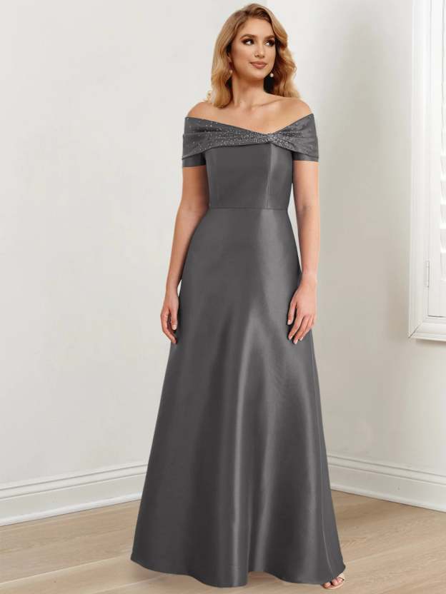 Floor-Length Off-the-Shoulder Mother of the Bride A-Line/Princess Dresses-27prom