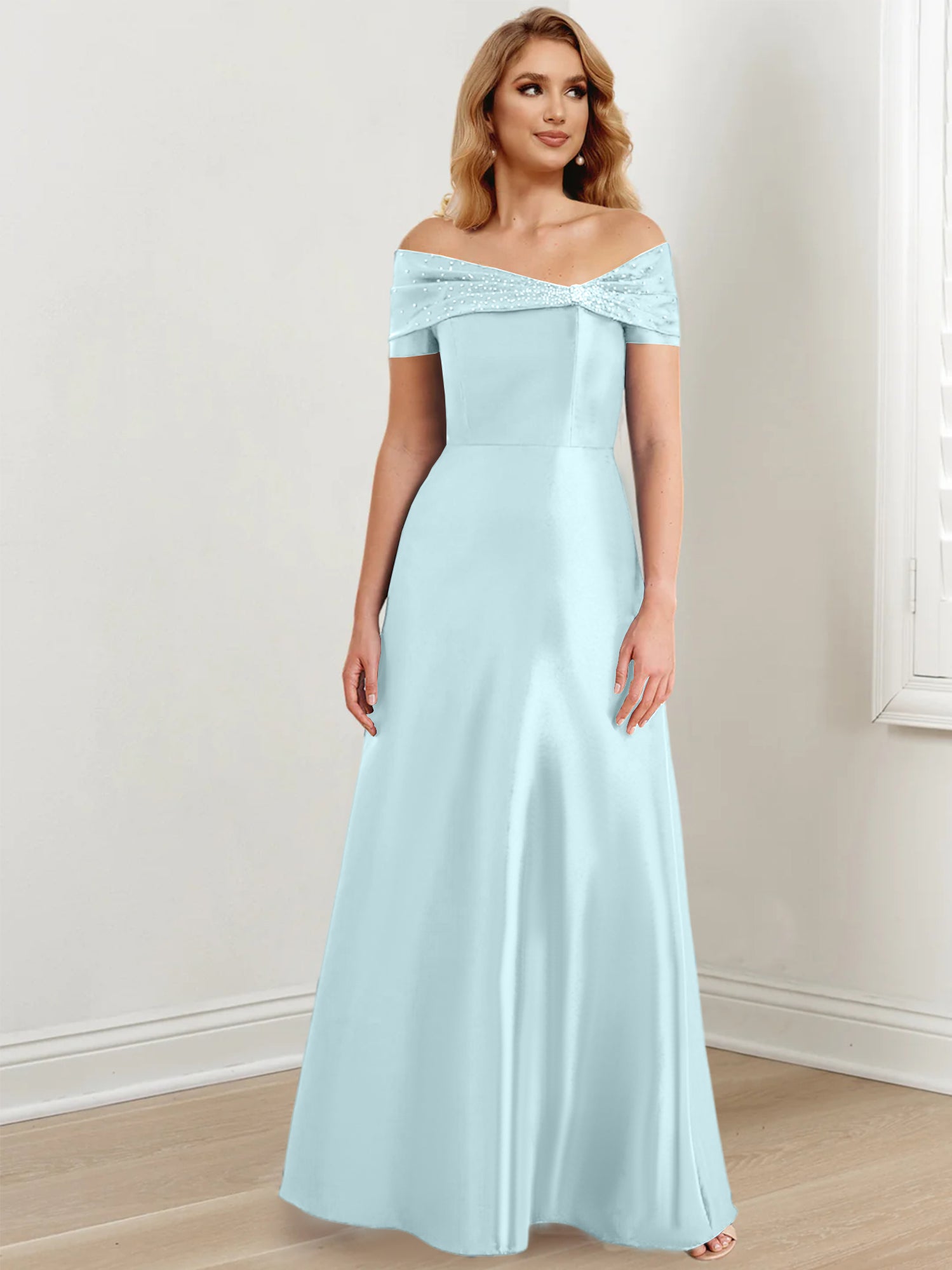 Floor-Length Off-the-Shoulder Mother of the Bride A-Line/Princess Dresses-27prom