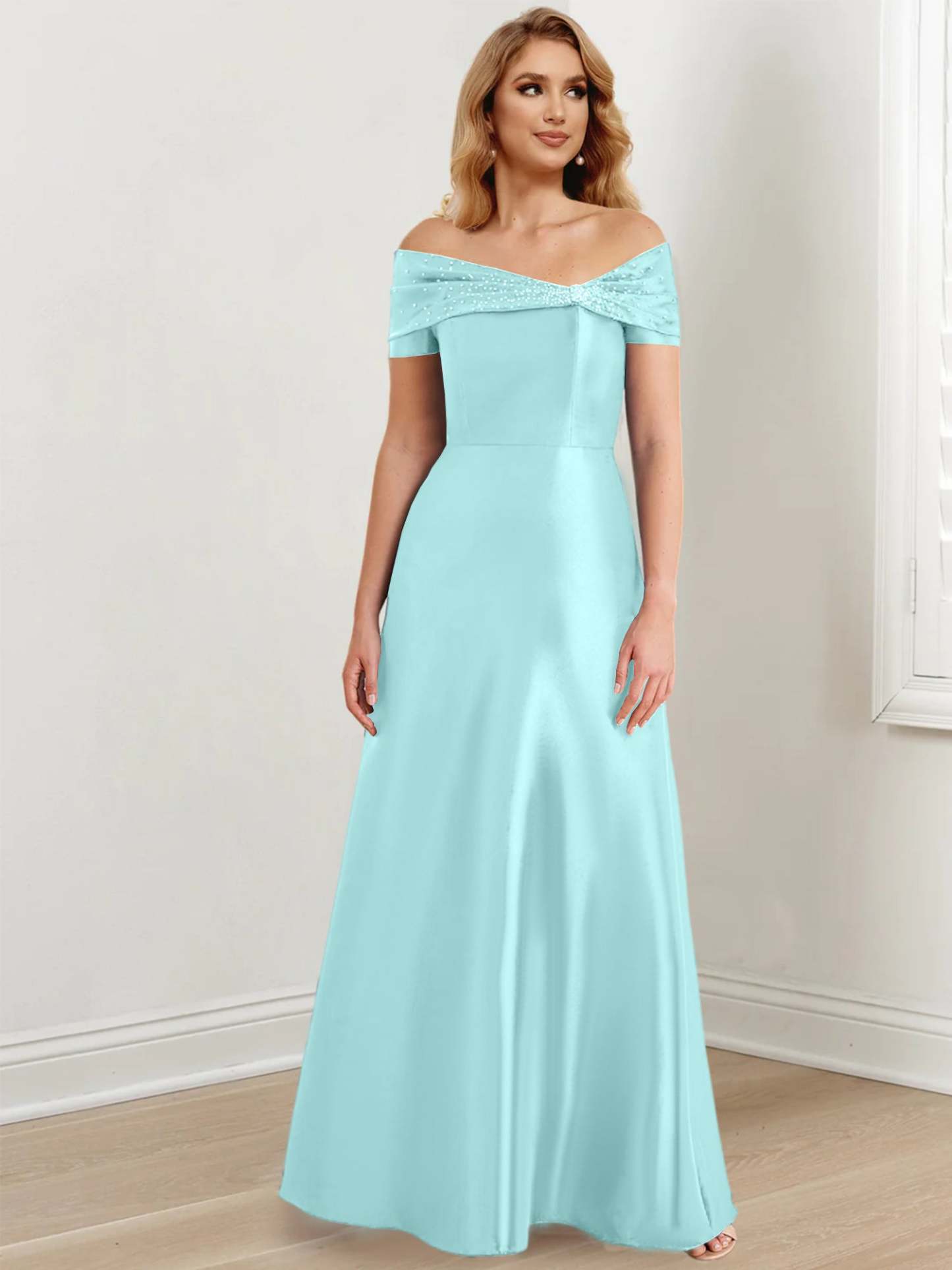 Floor-Length Off-the-Shoulder Mother of the Bride A-Line/Princess Dresses-27prom