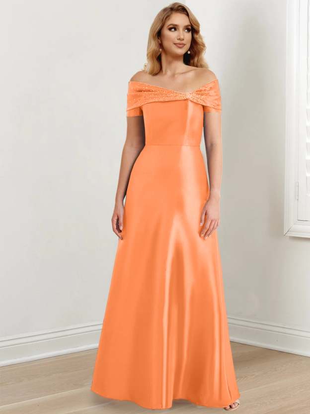 Floor-Length Off-the-Shoulder Mother of the Bride A-Line/Princess Dresses-27prom