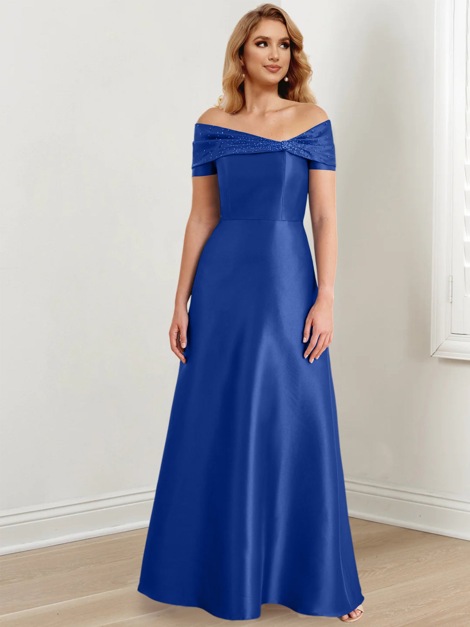 Floor-Length Off-the-Shoulder Mother of the Bride A-Line/Princess Dresses-27prom