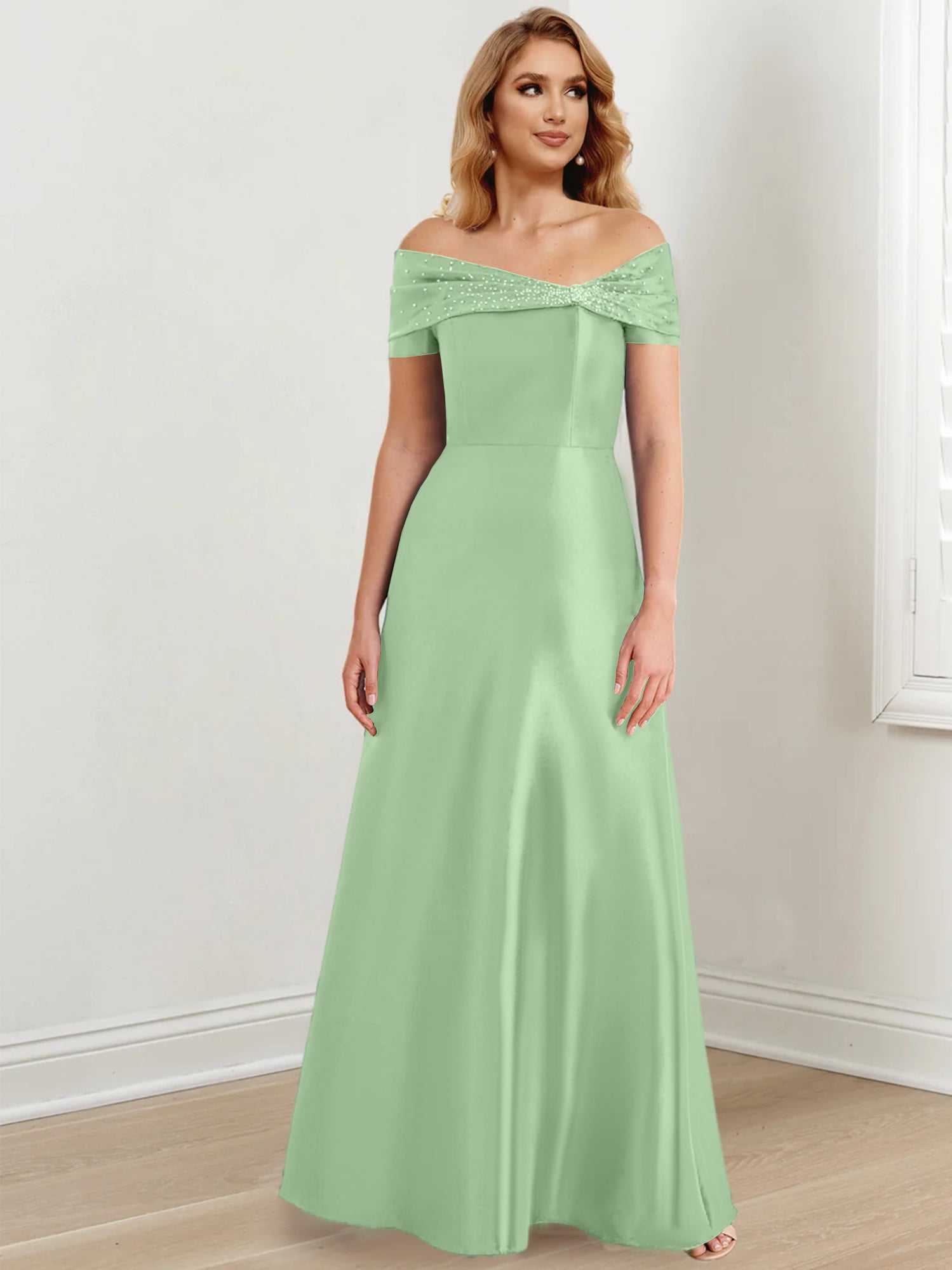 Floor-Length Off-the-Shoulder Mother of the Bride A-Line/Princess Dresses-27prom