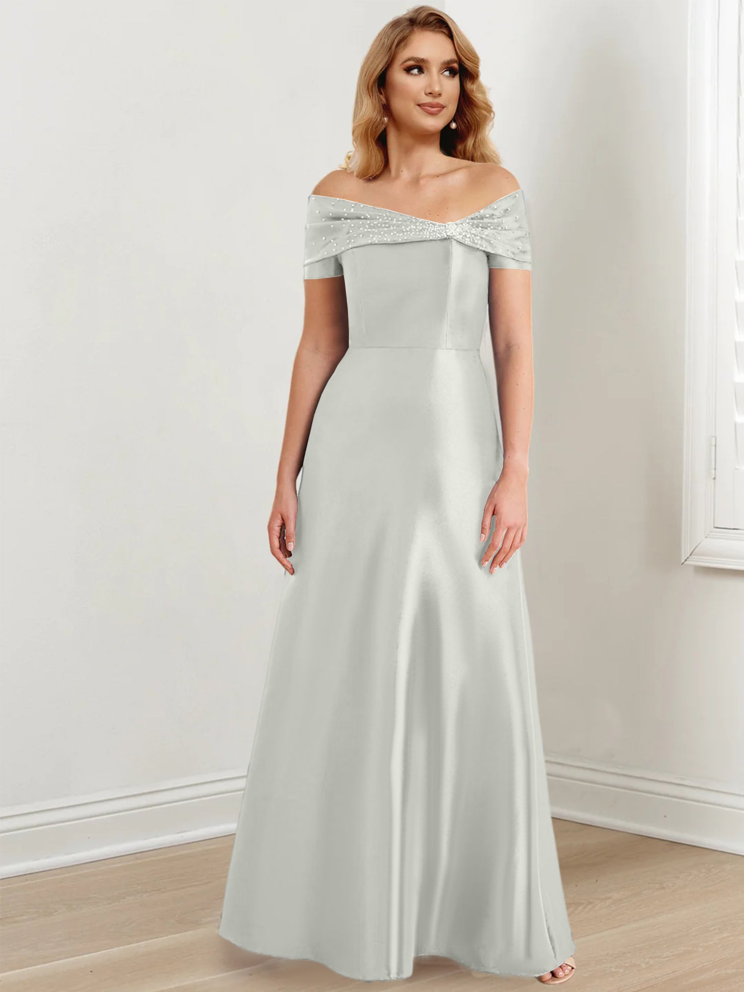 Floor-Length Off-the-Shoulder Mother of the Bride A-Line/Princess Dresses-27prom