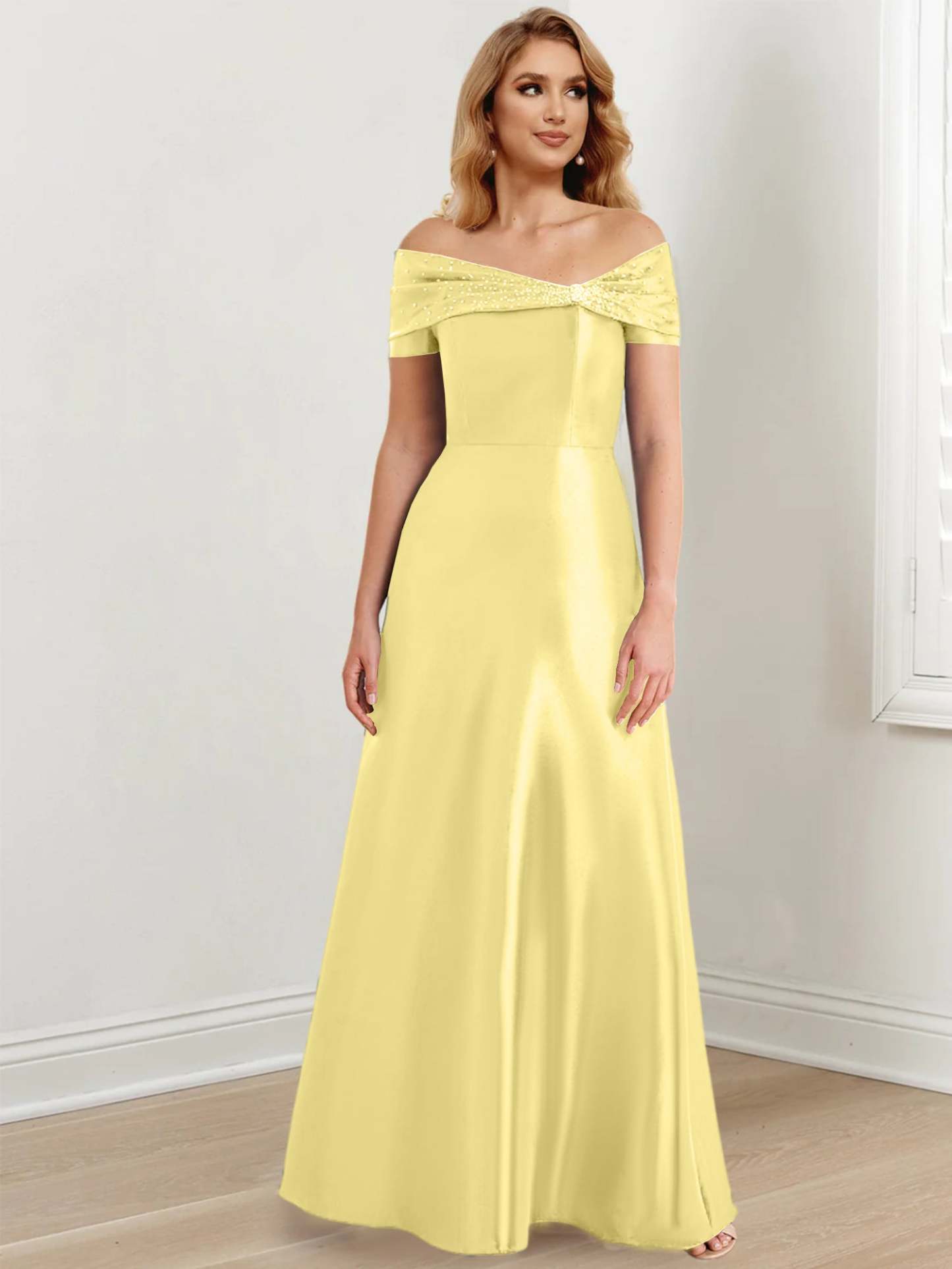 Floor-Length Off-the-Shoulder Mother of the Bride A-Line/Princess Dresses-27prom