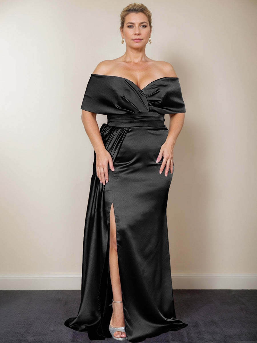 Plus Size Off-the-Shoulder Mother of the Bride Trumpet/Mermaid Dress with Side Split