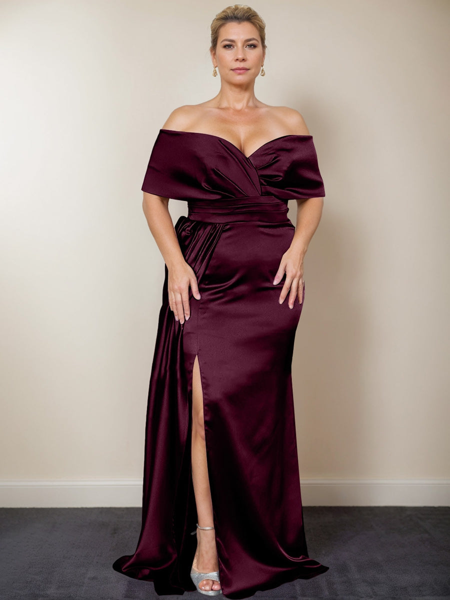Plus Size Off-the-Shoulder Mother of the Bride Trumpet/Mermaid Dress with Side Split