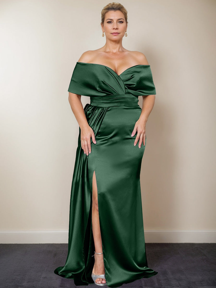 Plus Size Off-the-Shoulder Mother of the Bride Trumpet/Mermaid Dress with Side Split