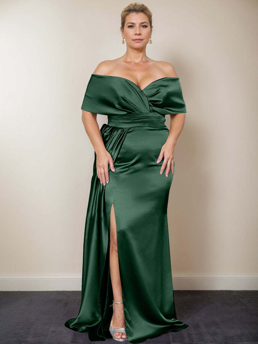 Plus Size Off-the-Shoulder Mother of the Bride Trumpet/Mermaid Dress with Side Split