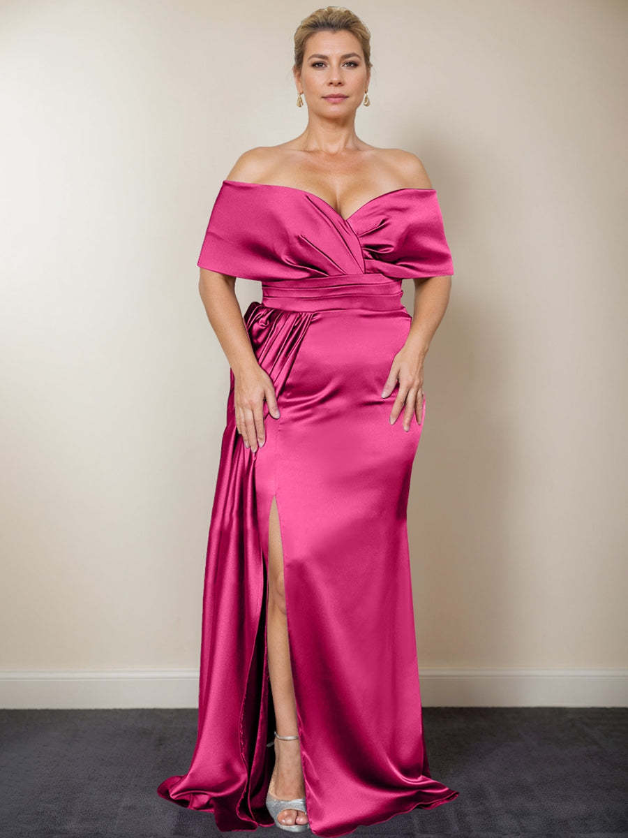 Plus Size Off-the-Shoulder Mother of the Bride Trumpet/Mermaid Dress with Side Split