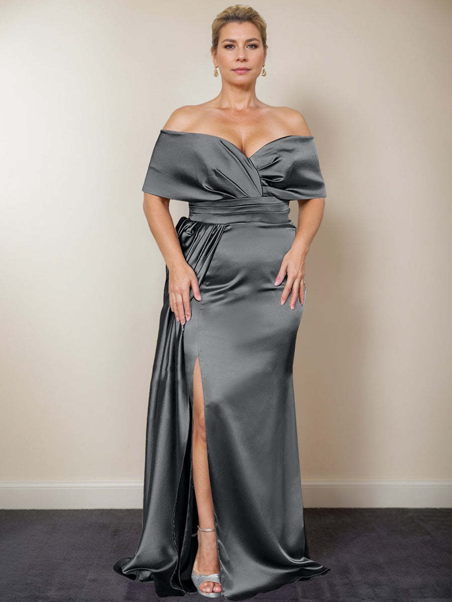 Plus Size Off-the-Shoulder Mother of the Bride Trumpet/Mermaid Dress with Side Split