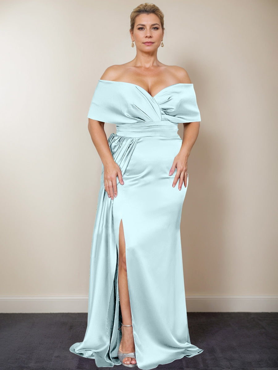 Plus Size Off-the-Shoulder Mother of the Bride Trumpet/Mermaid Dress with Side Split