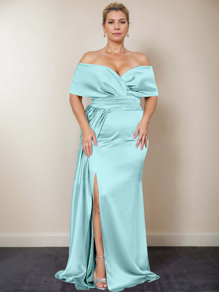 Plus Size Off-the-Shoulder Mother of the Bride Trumpet/Mermaid Dress with Side Split
