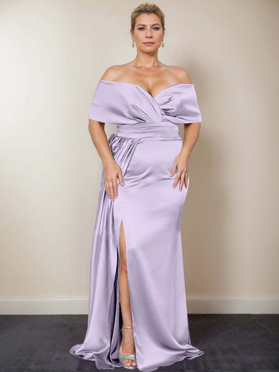 Plus Size Off-the-Shoulder Mother of the Bride Trumpet/Mermaid Dress with Side Split