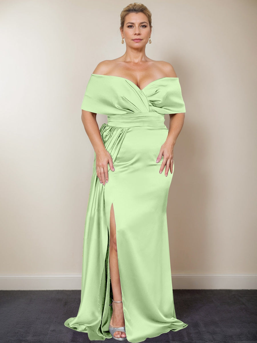 Plus Size Off-the-Shoulder Mother of the Bride Trumpet/Mermaid Dress with Side Split