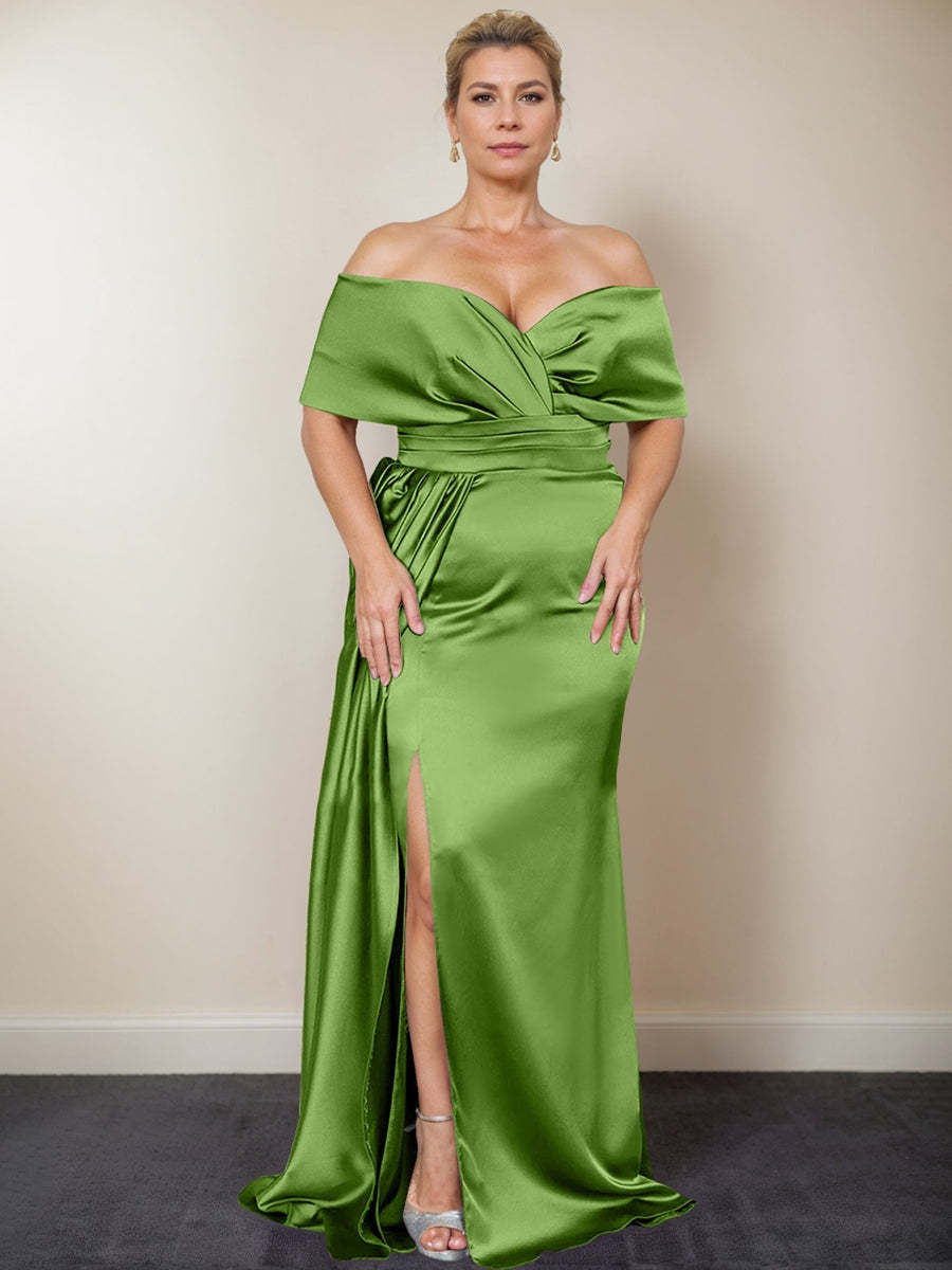 Plus Size Off-the-Shoulder Mother of the Bride Trumpet/Mermaid Dress with Side Split