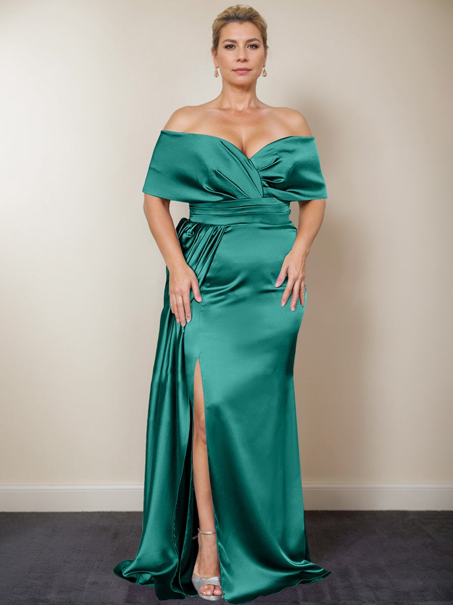 Plus Size Off-the-Shoulder Mother of the Bride Trumpet/Mermaid Dress with Side Split