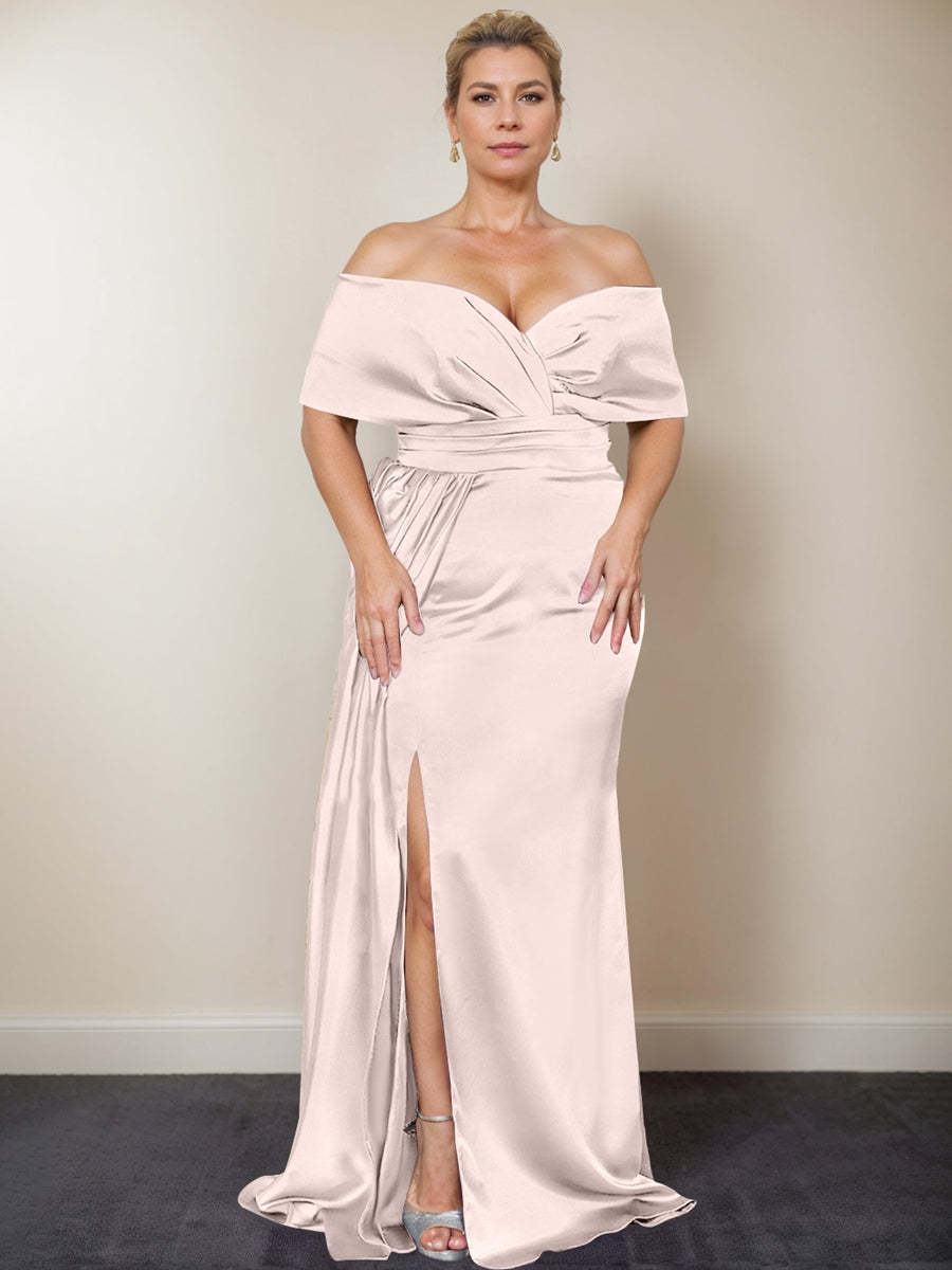Plus Size Off-the-Shoulder Mother of the Bride Trumpet/Mermaid Dress with Side Split