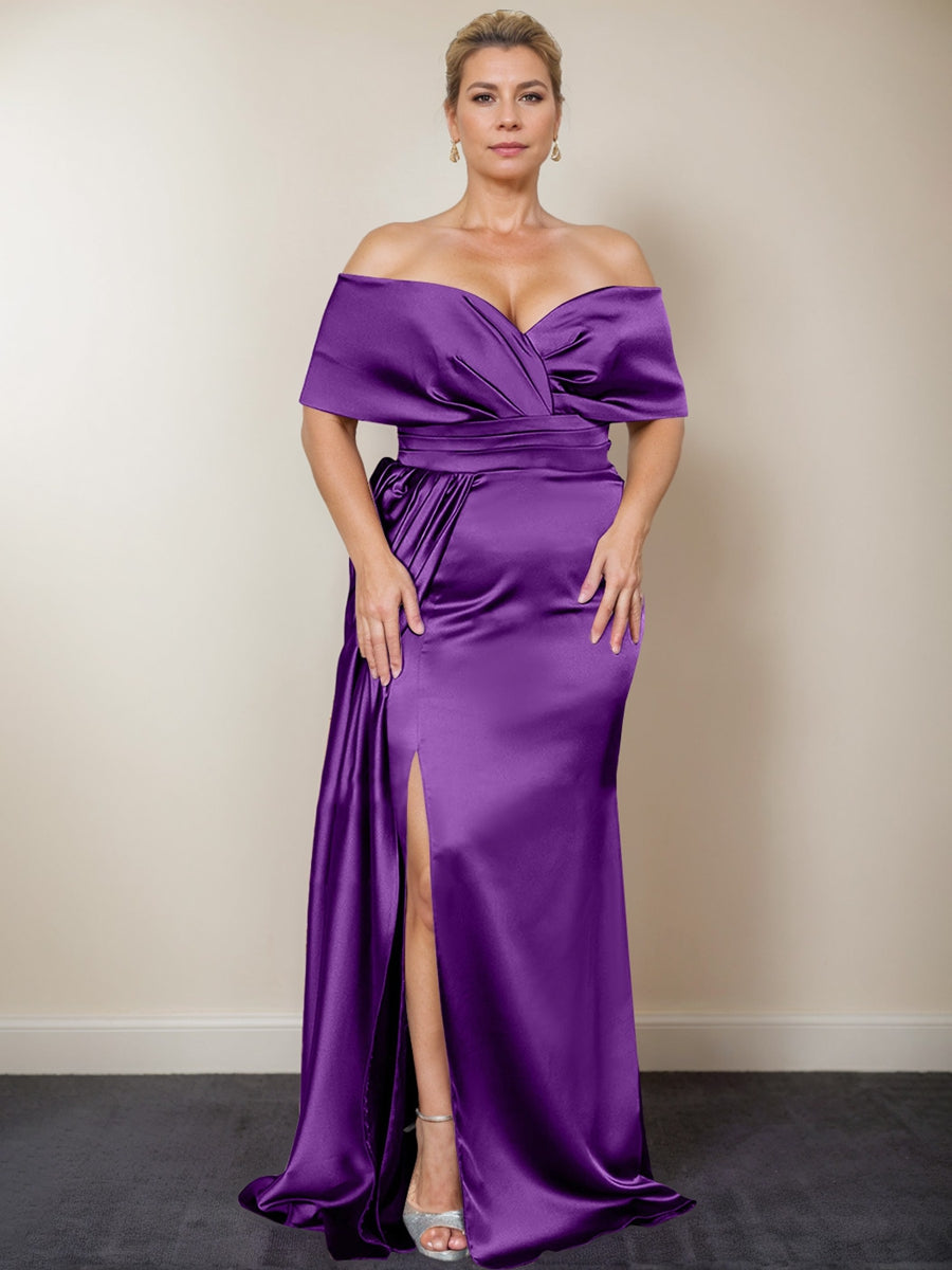Plus Size Off-the-Shoulder Mother of the Bride Trumpet/Mermaid Dress with Side Split