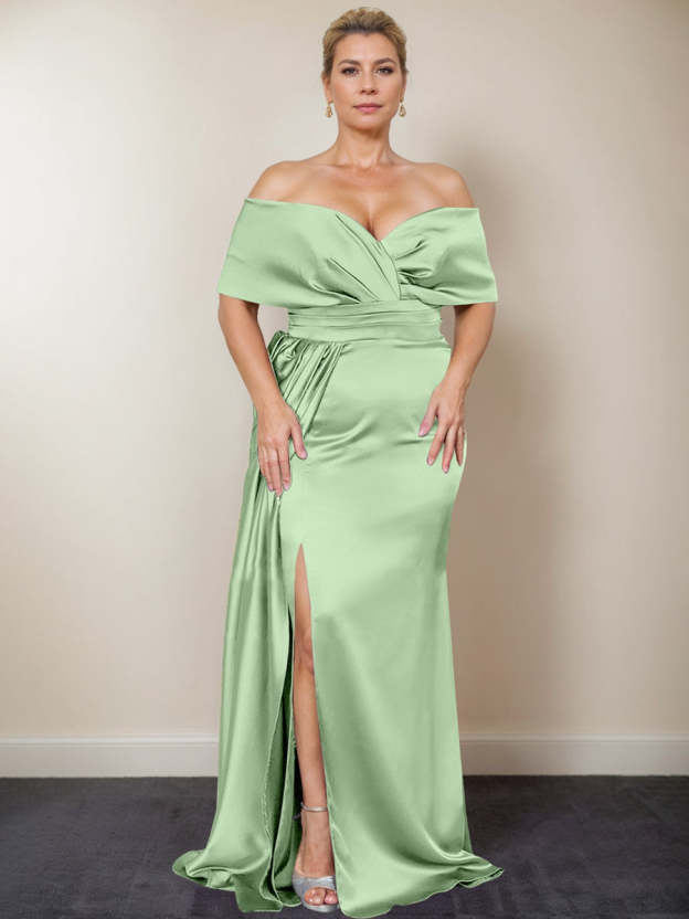 Plus Size Off-the-Shoulder Mother of the Bride Trumpet/Mermaid Dress with Side Split