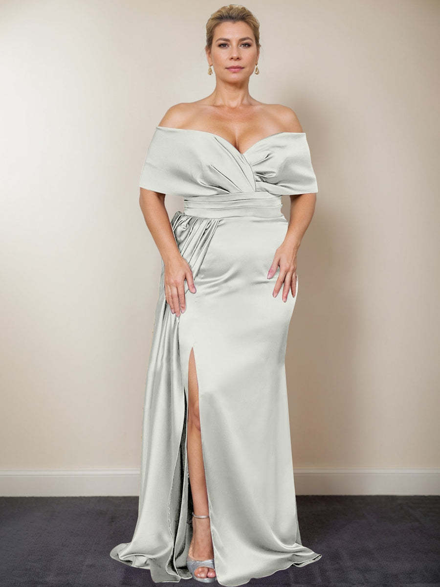 Plus Size Off-the-Shoulder Mother of the Bride Trumpet/Mermaid Dress with Side Split