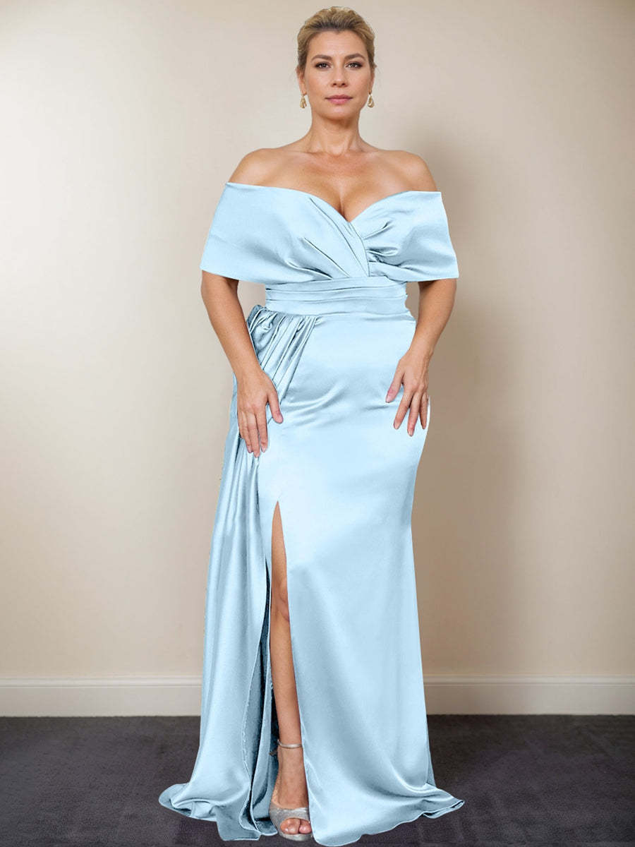 Plus Size Off-the-Shoulder Mother of the Bride Trumpet/Mermaid Dress with Side Split