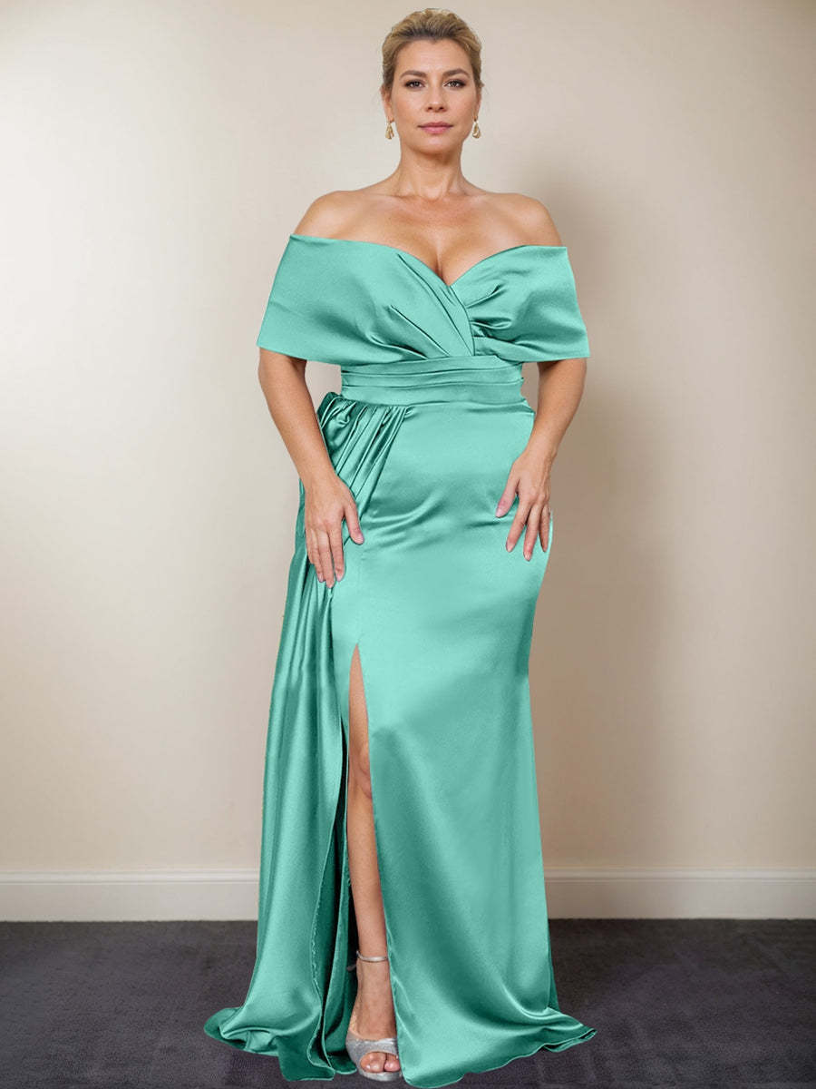 Plus Size Off-the-Shoulder Mother of the Bride Trumpet/Mermaid Dress with Side Split