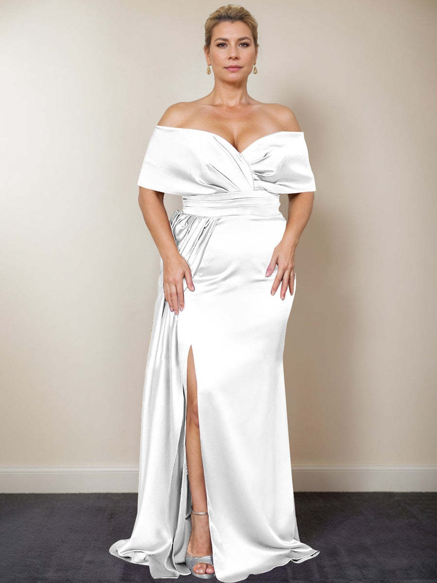 Plus Size Off-the-Shoulder Mother of the Bride Trumpet/Mermaid Dress with Side Split