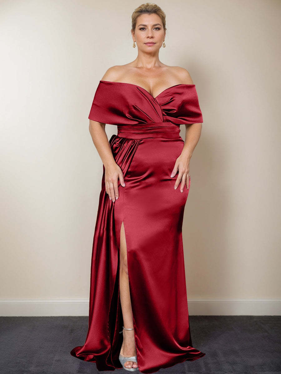 Plus Size Off-the-Shoulder Mother of the Bride Trumpet/Mermaid Dress with Side Split