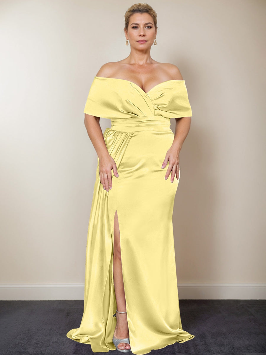 Plus Size Off-the-Shoulder Mother of the Bride Trumpet/Mermaid Dress with Side Split
