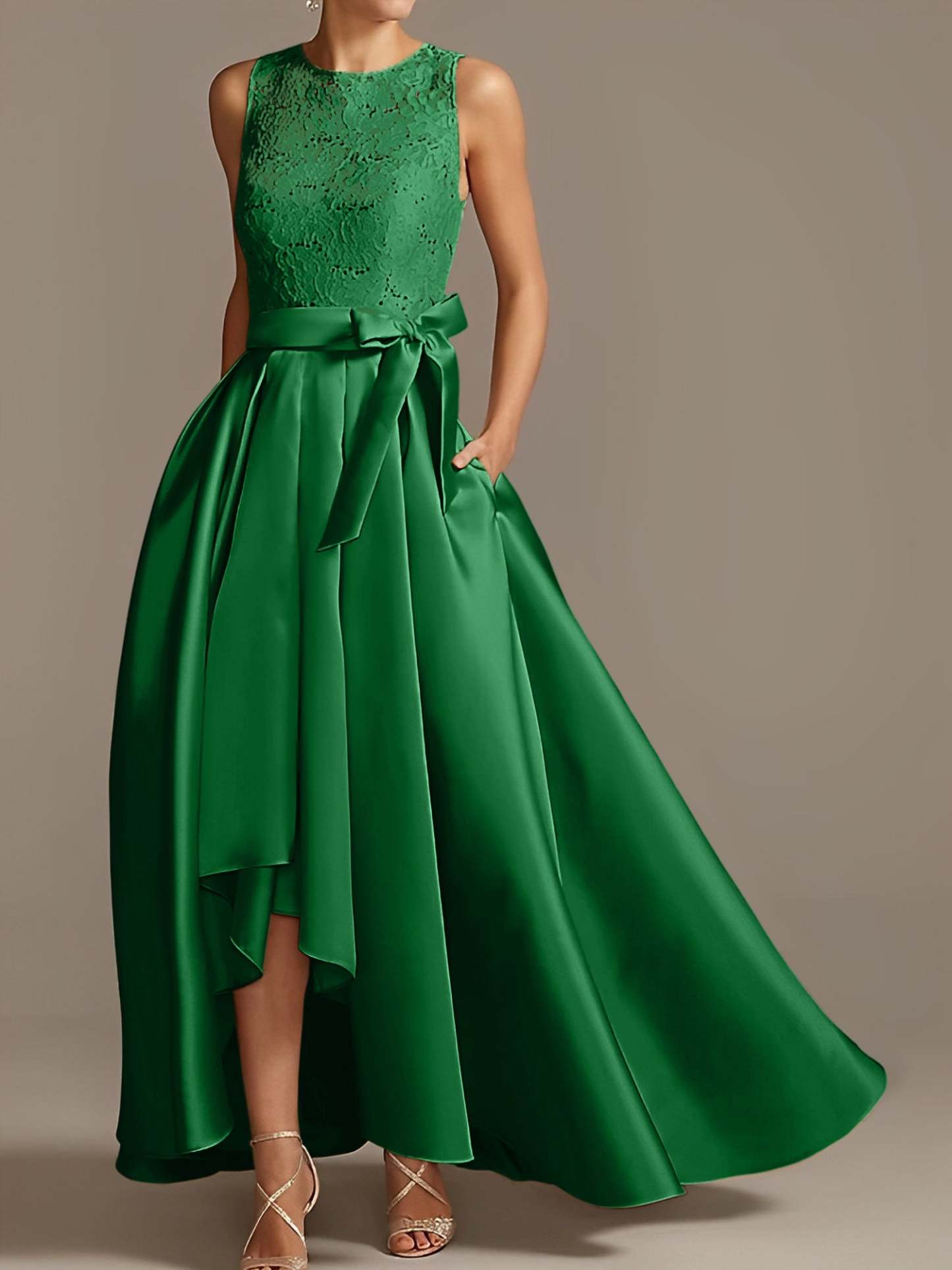 Asymmetrical Princess A-Line Sleeveless Mother Of The Bride Dress With Jewel Neck And Pleats-27prom