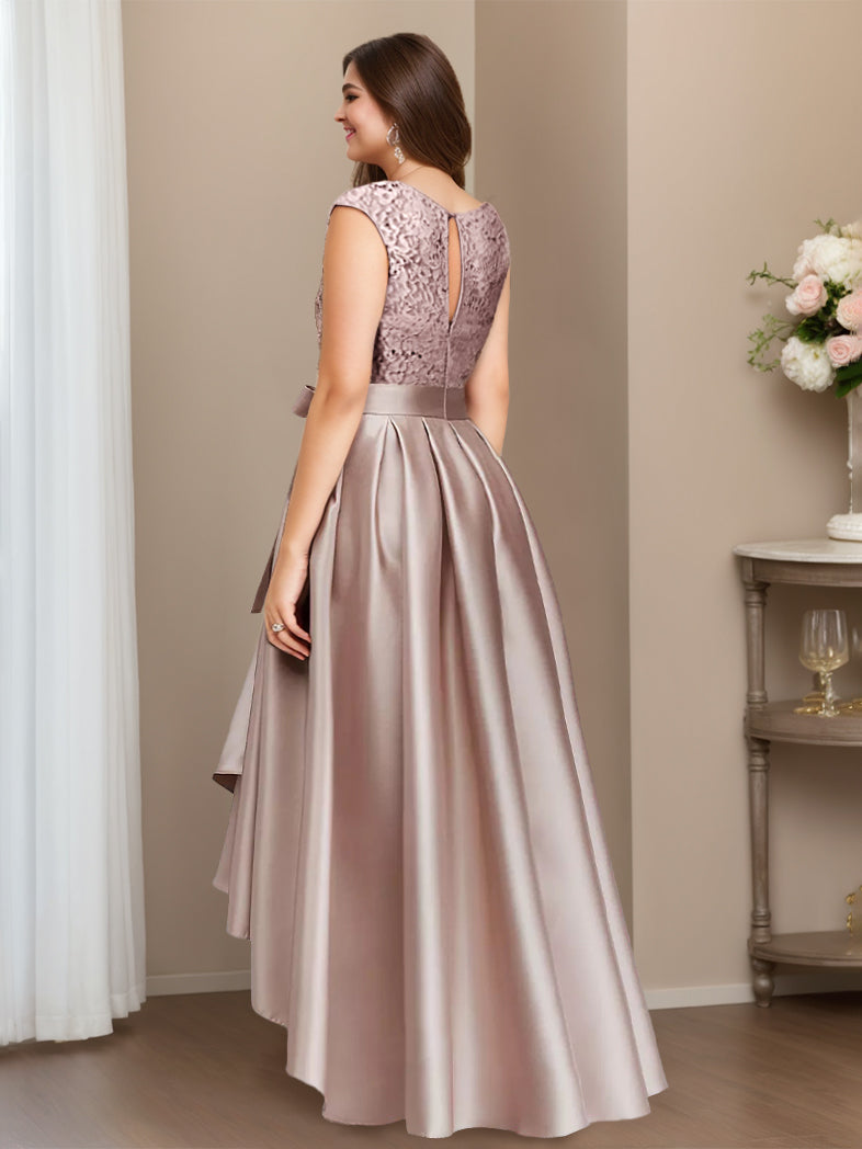Asymmetrical Princess A-Line Sleeveless Mother Of The Bride Dress With Jewel Neck And Pleats-27prom