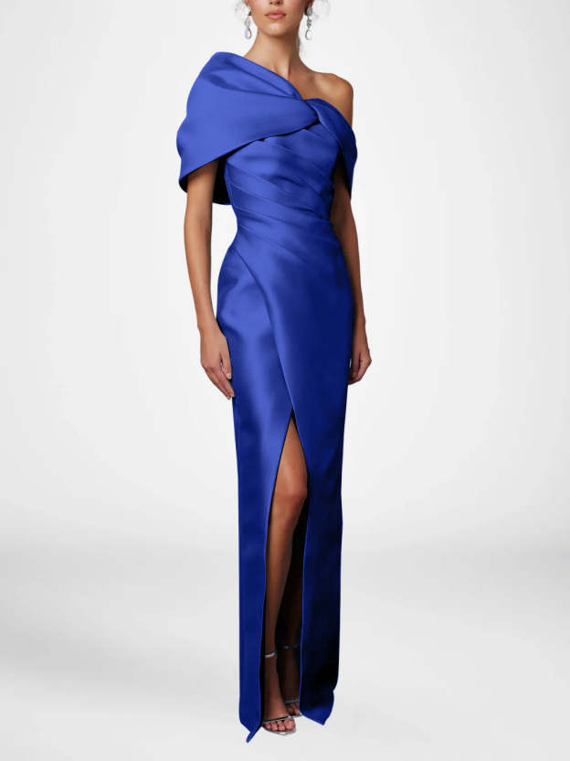 One-Shoulder Ruffled Floor-Length Gown for the Mother of the Bride-27prom