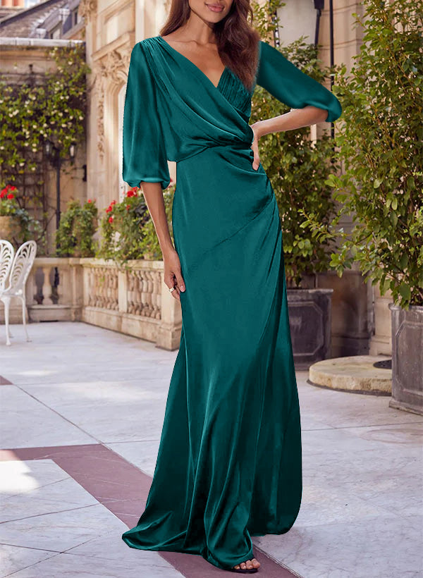 Red V-neck Floral Print Column Dress for Mothers of the Bride & Groom-27prom