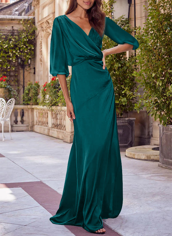 Red V-neck Floral Print Column Dress for Mothers of the Bride & Groom-27prom