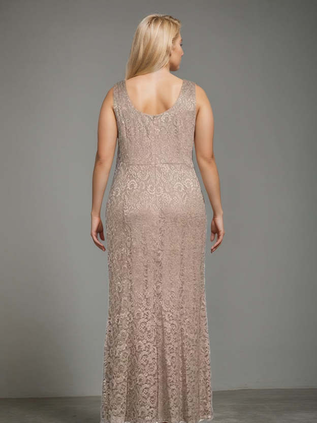 Plus Size 2-Piece Mother of the Bride Dress Set with Square Neck and Floor-Length Sheath