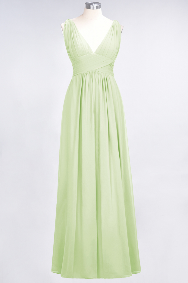 27prom Elegant V-Neck Burgundy Chiffon Affordable Bridesmaid Dress with Ruffle-27prom