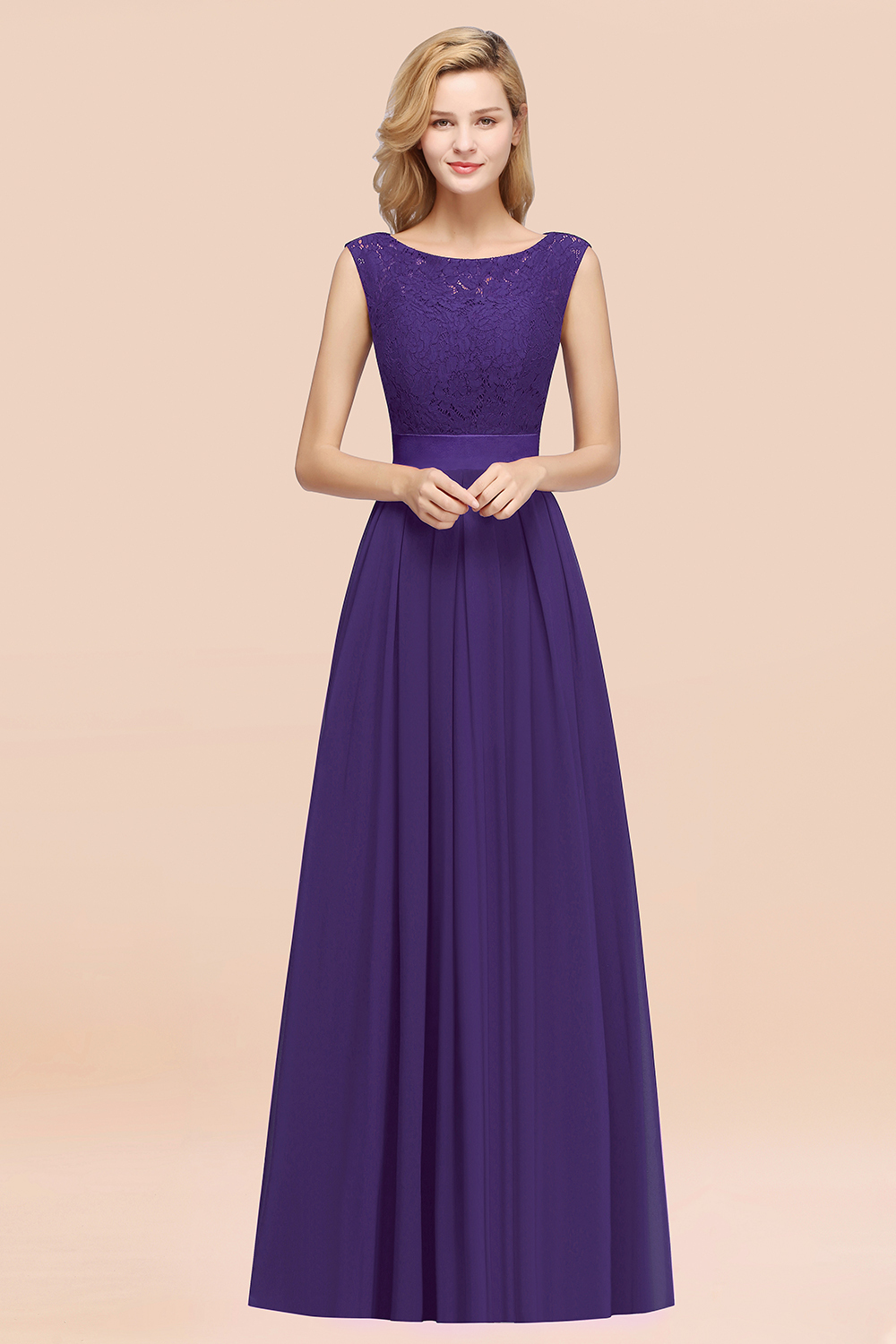 27prom Vintage Sleeveless Lace Bridesmaid Dresses Affordable Chiffon Wedding Party Dress Online-27prom