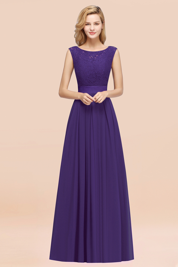 27prom Vintage Sleeveless Lace Bridesmaid Dresses Affordable Chiffon Wedding Party Dress Online-27prom