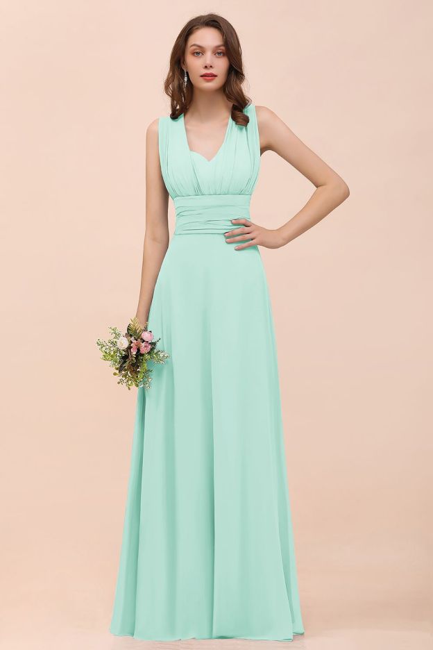 27prom New Arrival Dusty Blue Ruched Long Convertible Bridesmaid Dresses-27prom