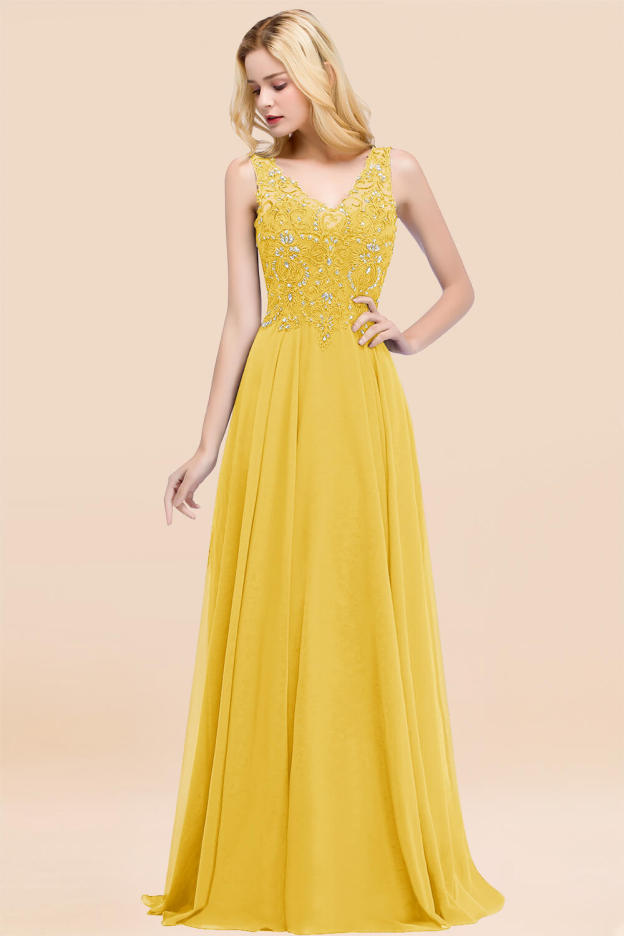 27prom Affordable Lace V-Neck Navy Bridesmaid Dresses With Appliques-27prom