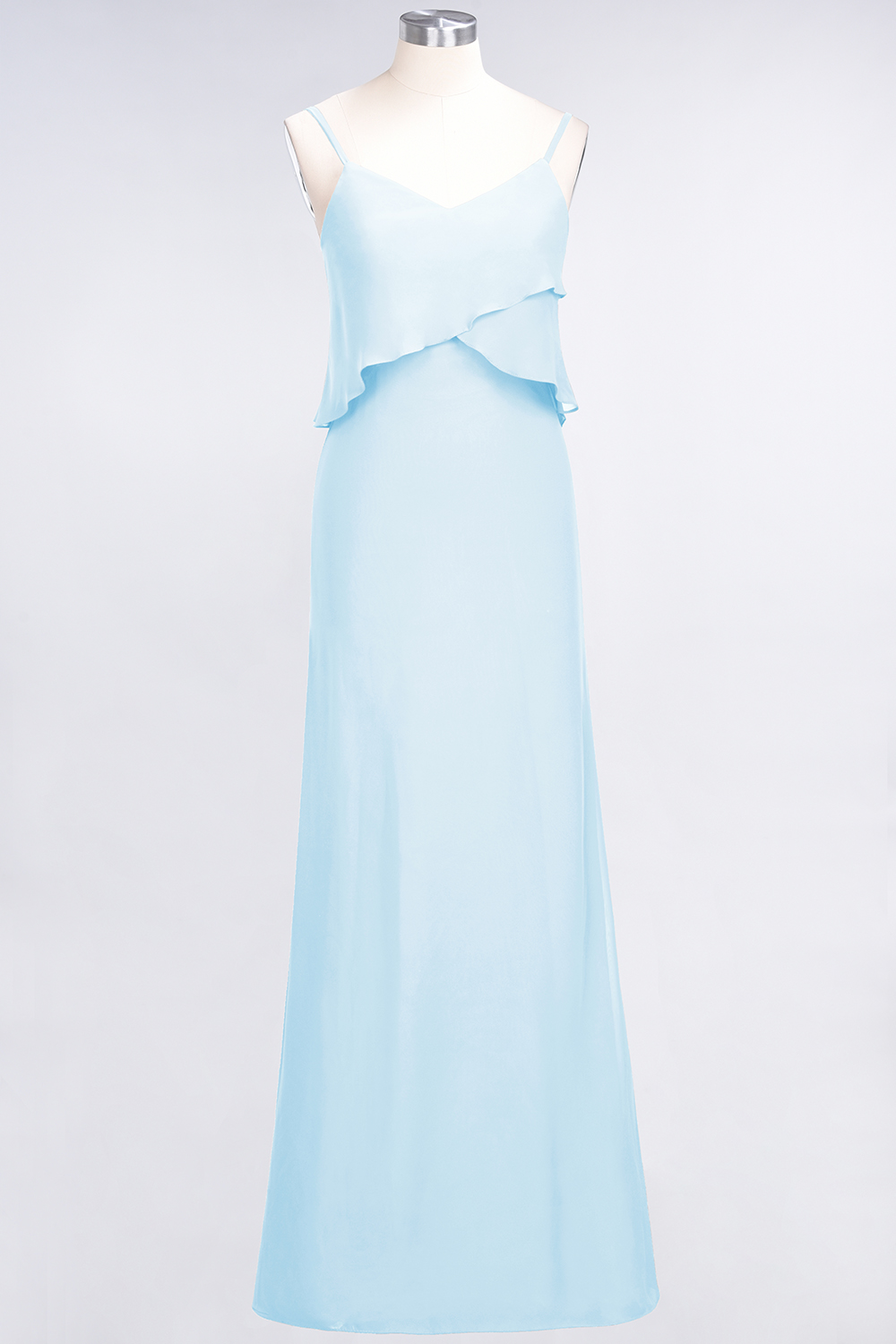 27prom Affordable Spaghetti-Straps V-Neck Burgundy Chiffon Bridesmaid Dresses-27prom