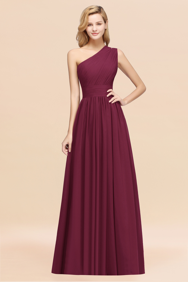 27prom Stylish One-shoulder Sleeveless Long Junior Bridesmaid Dresses Affordable-27prom
