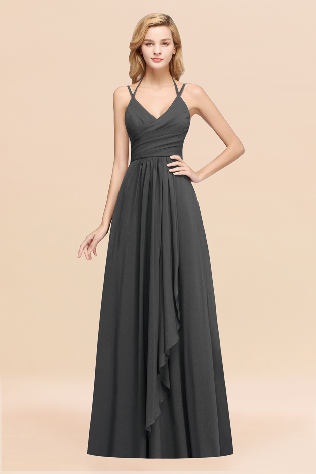 27prom Affordable Chiffon Burgundy Bridesmaid Dress With Spaghetti Straps-27prom