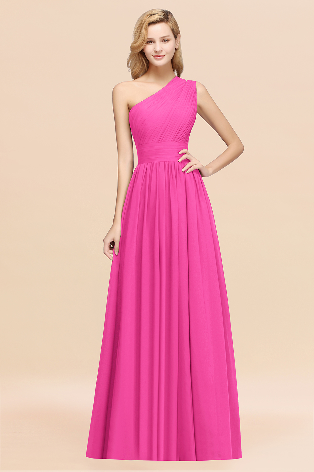 27prom Stylish One-shoulder Sleeveless Long Junior Bridesmaid Dresses Affordable-27prom