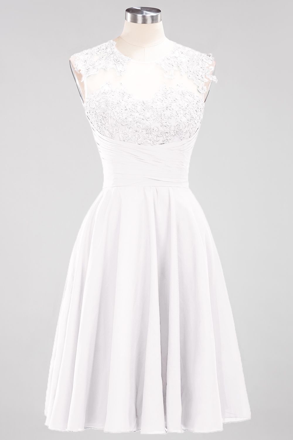 27prom Cute Chiffon Round Neck Short Burgundy Bridesmaid Dresses with Appliques-27prom