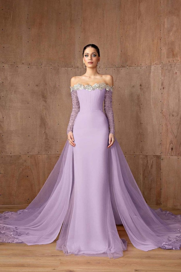 Strapless Long Sleeves Mermaid Long Prom Dress With Appliques