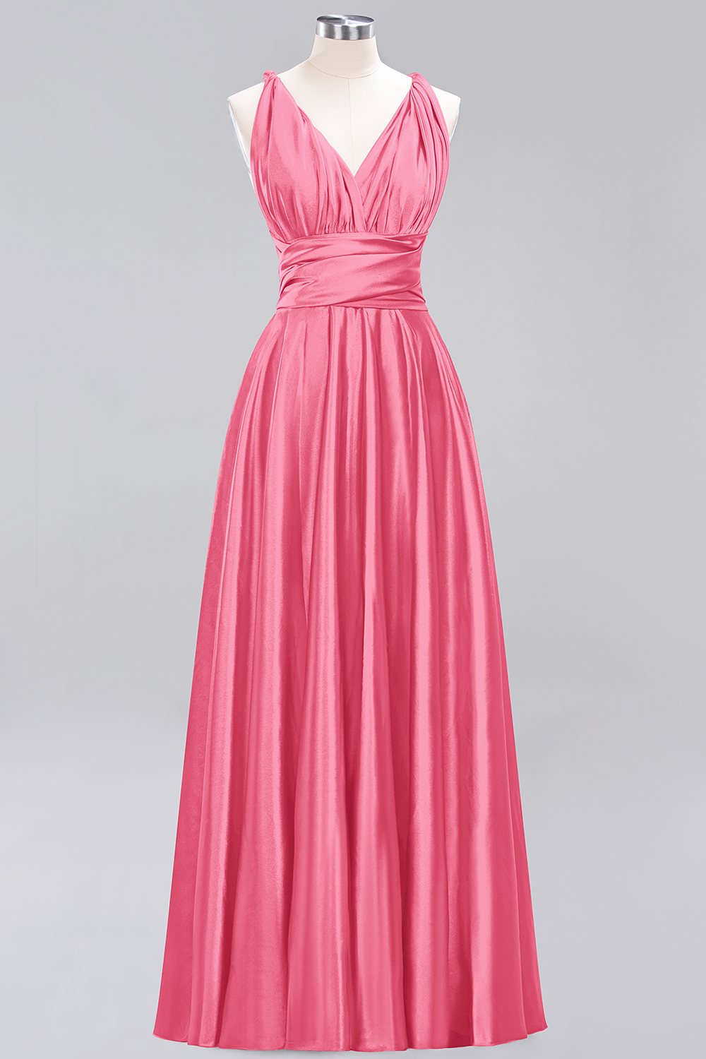 27prom Chic Burgundy Satin Long Bridesmaid Dresses With One Shoulder-27prom