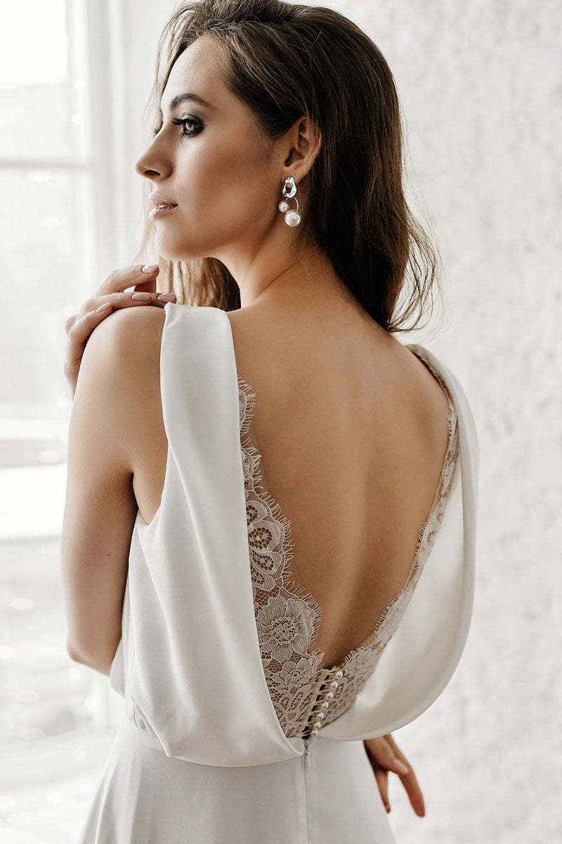 V-Neck Sleeveless Long Wedding Dress
